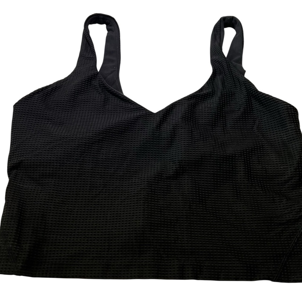 Lululemon‎ Black Textured Sports Bra Size 10 Medium Support Yoga Gym